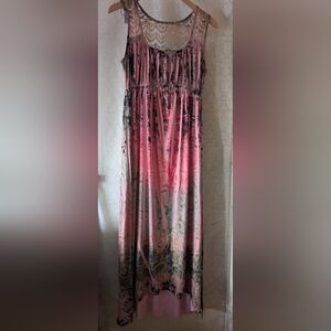 b.friends BOHO Maxi Dress Sz. Large Sleeveless Pink‎